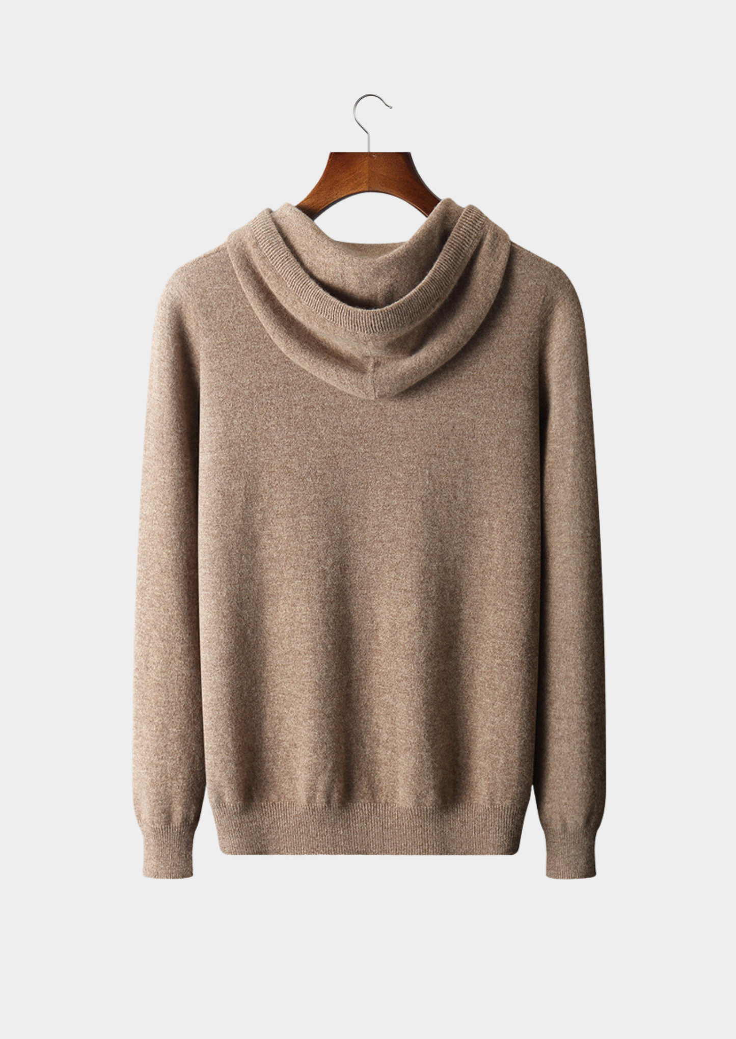 Pure Extra-Fine Merino Wool Beige Leisure Hoodie
