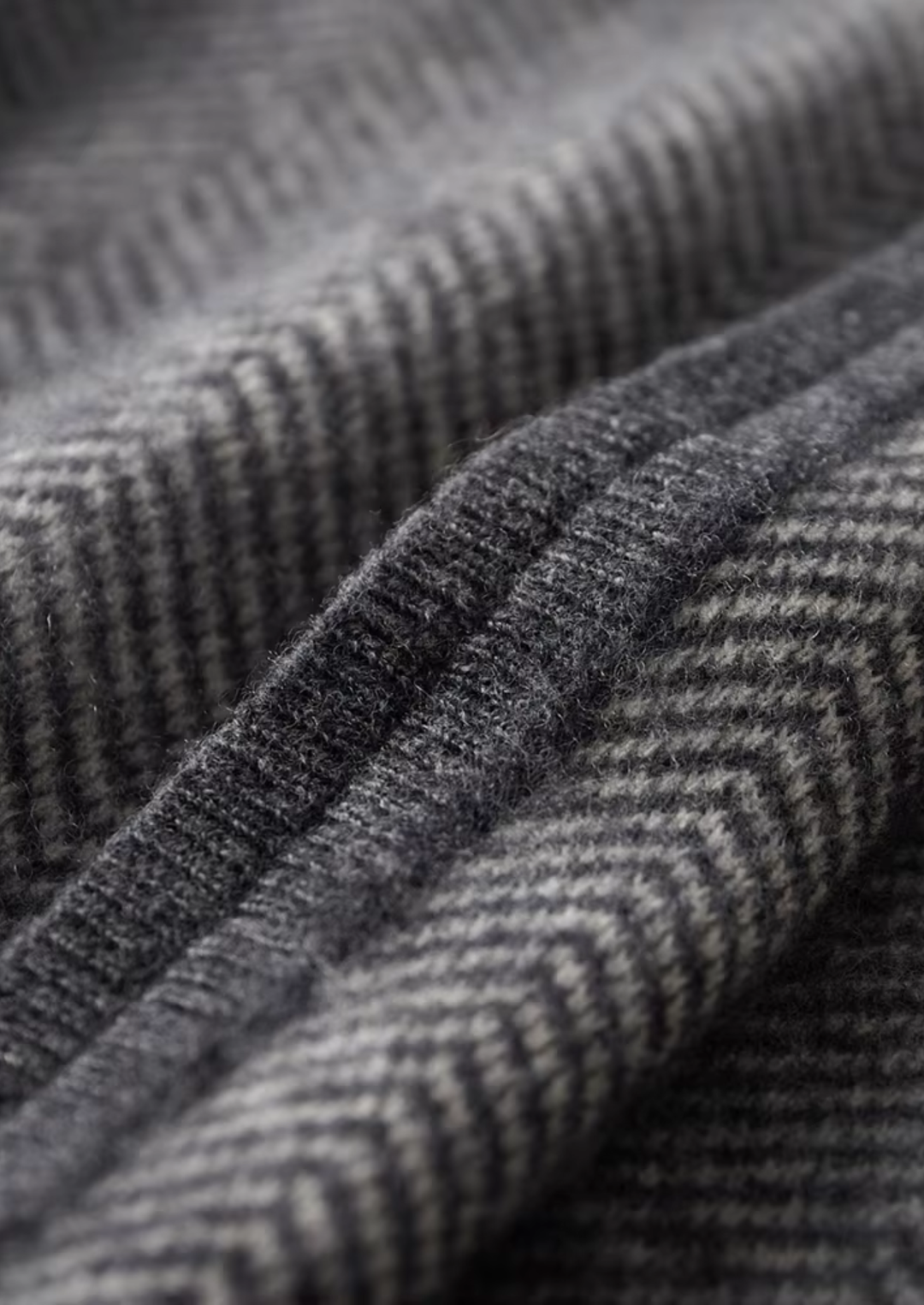 Pure Extra-Fine Merino Wool Gray Herringbone Set