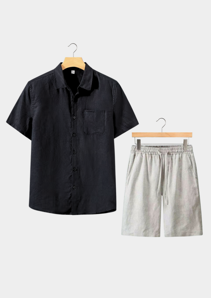 Aurelio Shortsleeve Summer Set - Black/beige