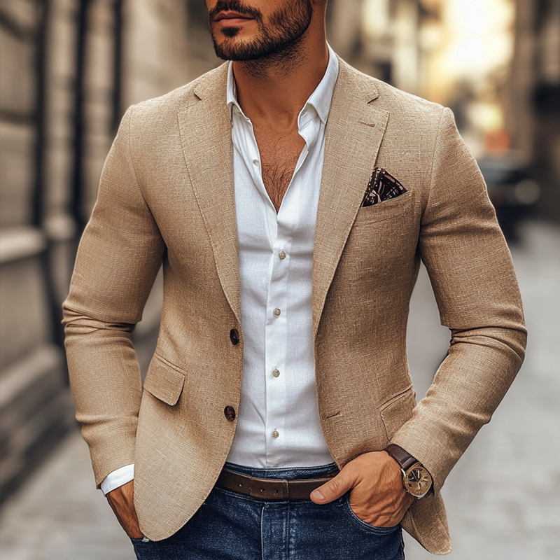 Fashion Notch Lapel Two Buttons Casual Blazer