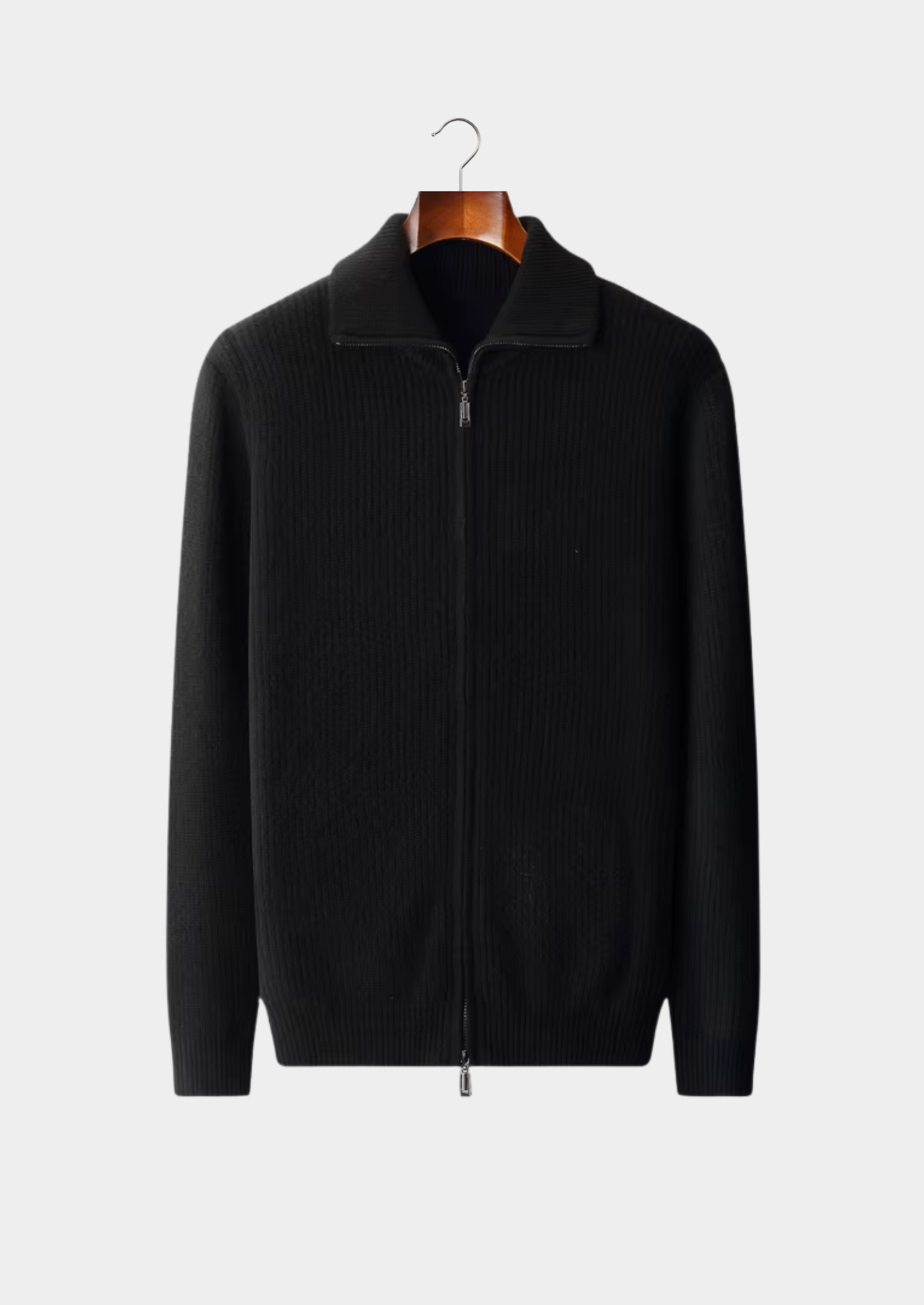 Pure Extra-Fine Merino Wool Funnel Neck Dual Zip Cardigan