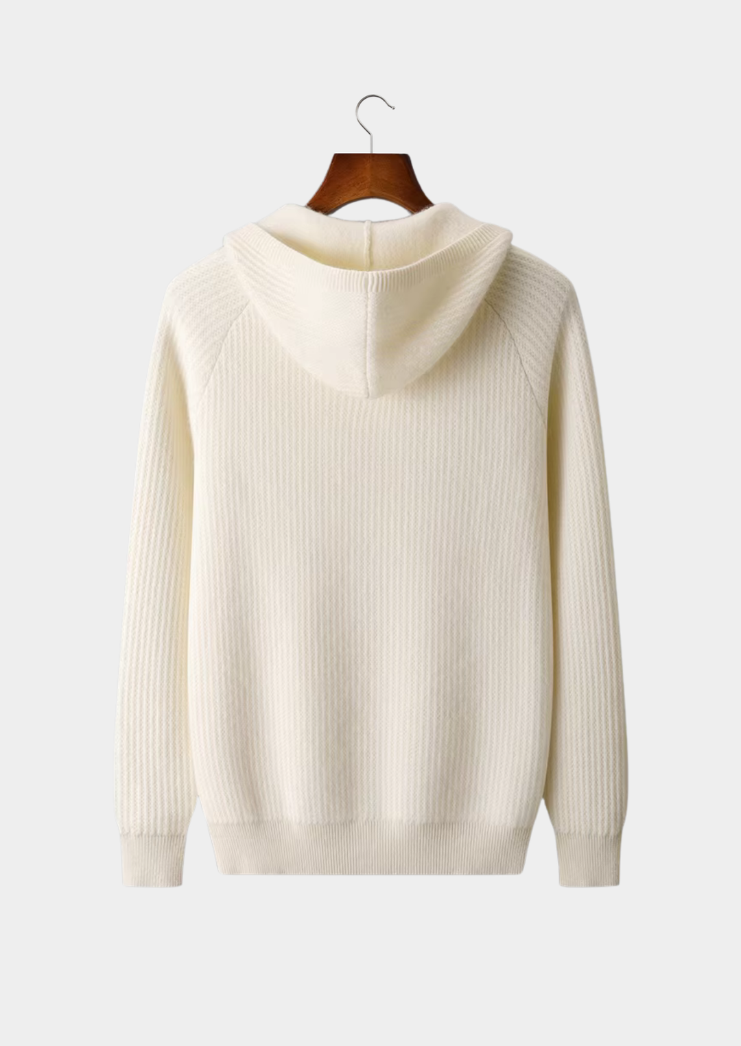 Pure Extra-Fine Merino Wool Ribbed Zipper Hoodie