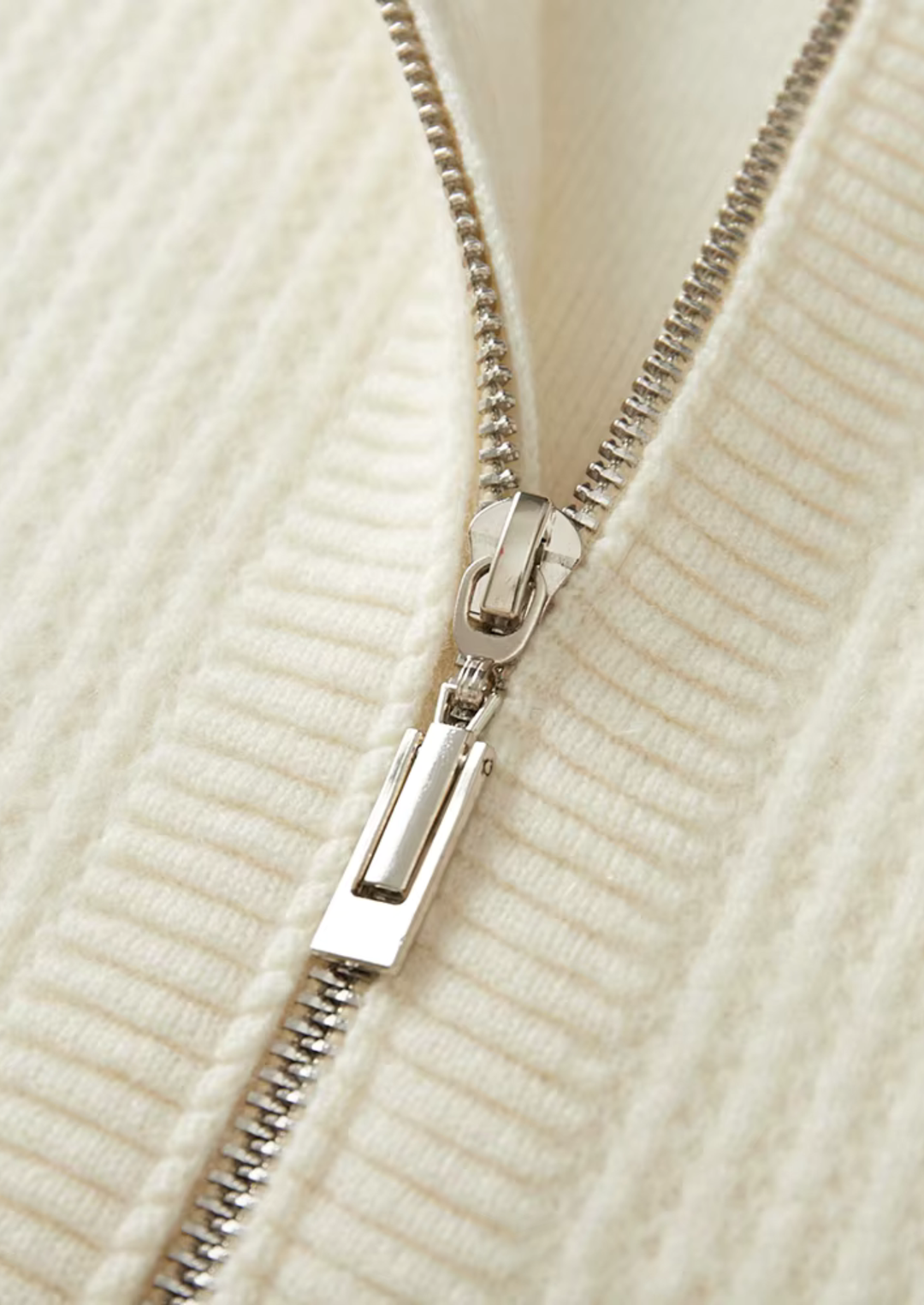 Pure Extra-Fine Merino Wool Ribbed Zipper Hoodie