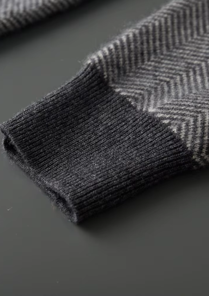 Pure Extra-Fine Merino Wool Gray Herringbone Set