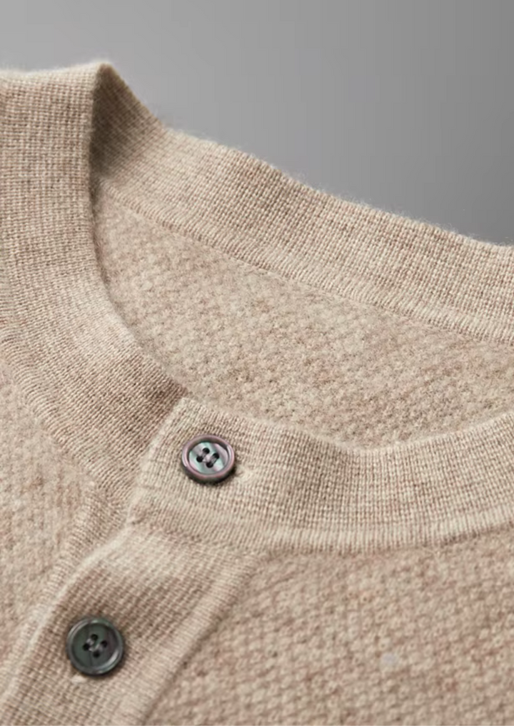 Premium Cashmere Classic Henley Sweater