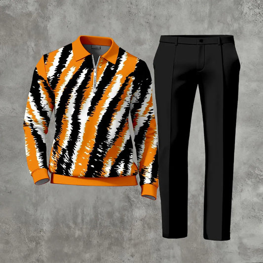 Long Sleeved Casual Quarter Zip Two-Piece Set