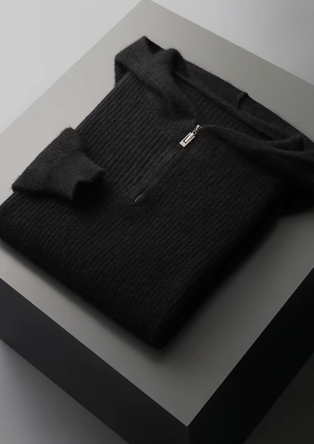 Pure Extra-Fine Merino Wool Half Zipper Hoodie