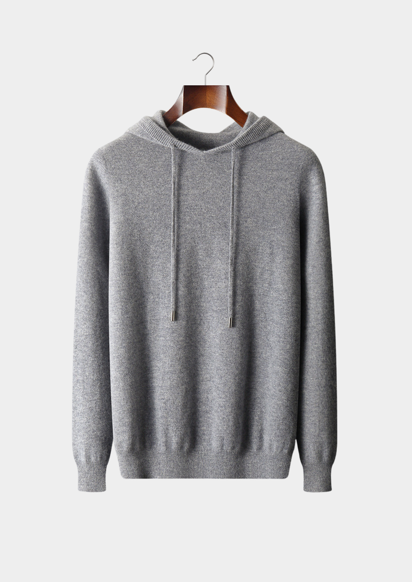 Pure Extra-Fine Merino Wool Light Gray Leisure Hoodie