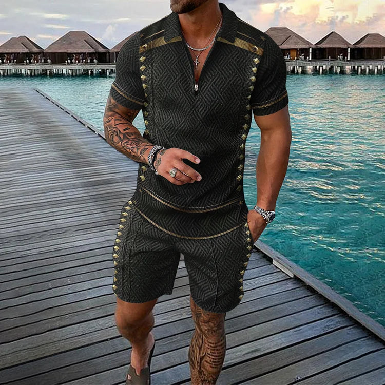 Black Diamond Polo Shirt And Shorts Co-Ord - DUVAL