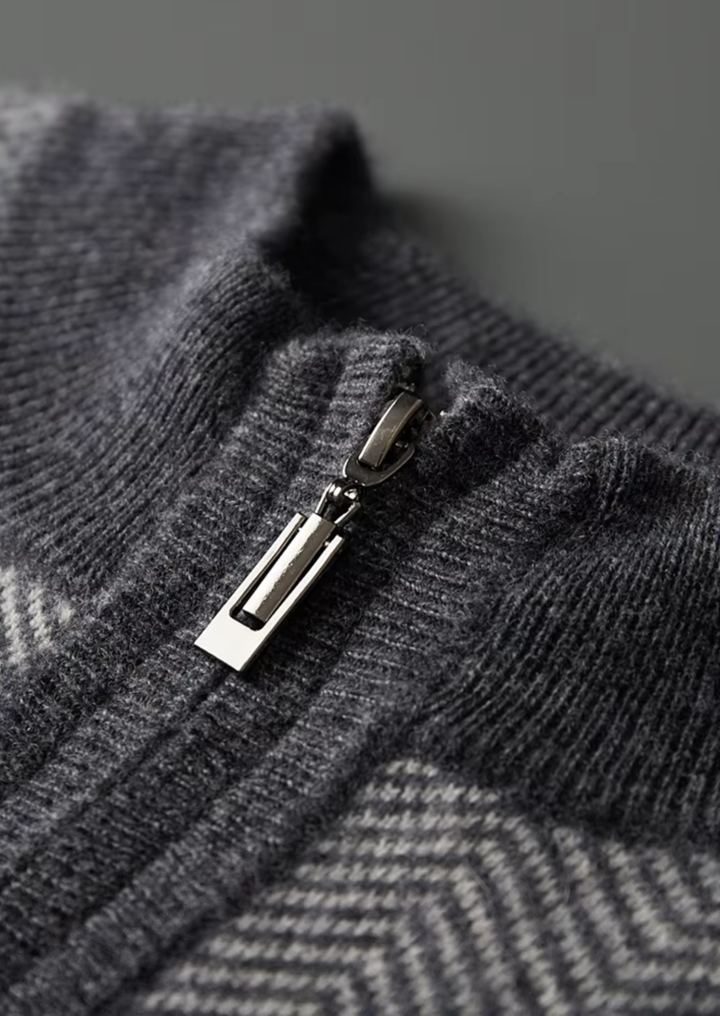 Pure Extra-Fine Merino Wool Gray Herringbone Set