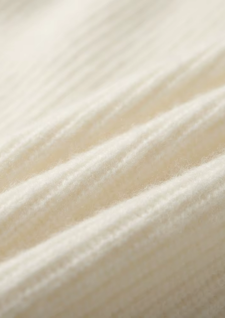 Premium Cashmere Ribbed V-Neck Sweater