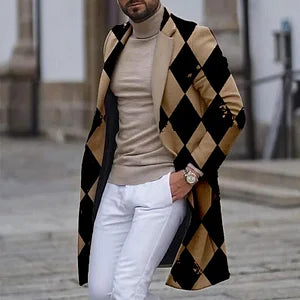 Street Retro Contrasting Checkerboard Print  Coat Jacket - DUVAL