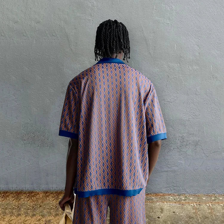Geometric Rhombus Print Vacation Shirt And Shorts Co-Ord - DUVAL