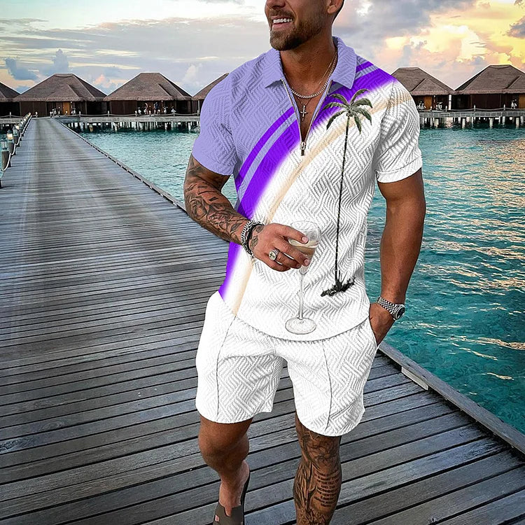 Tropicana Polo Shirt And Shorts Co-Ord - DUVAL