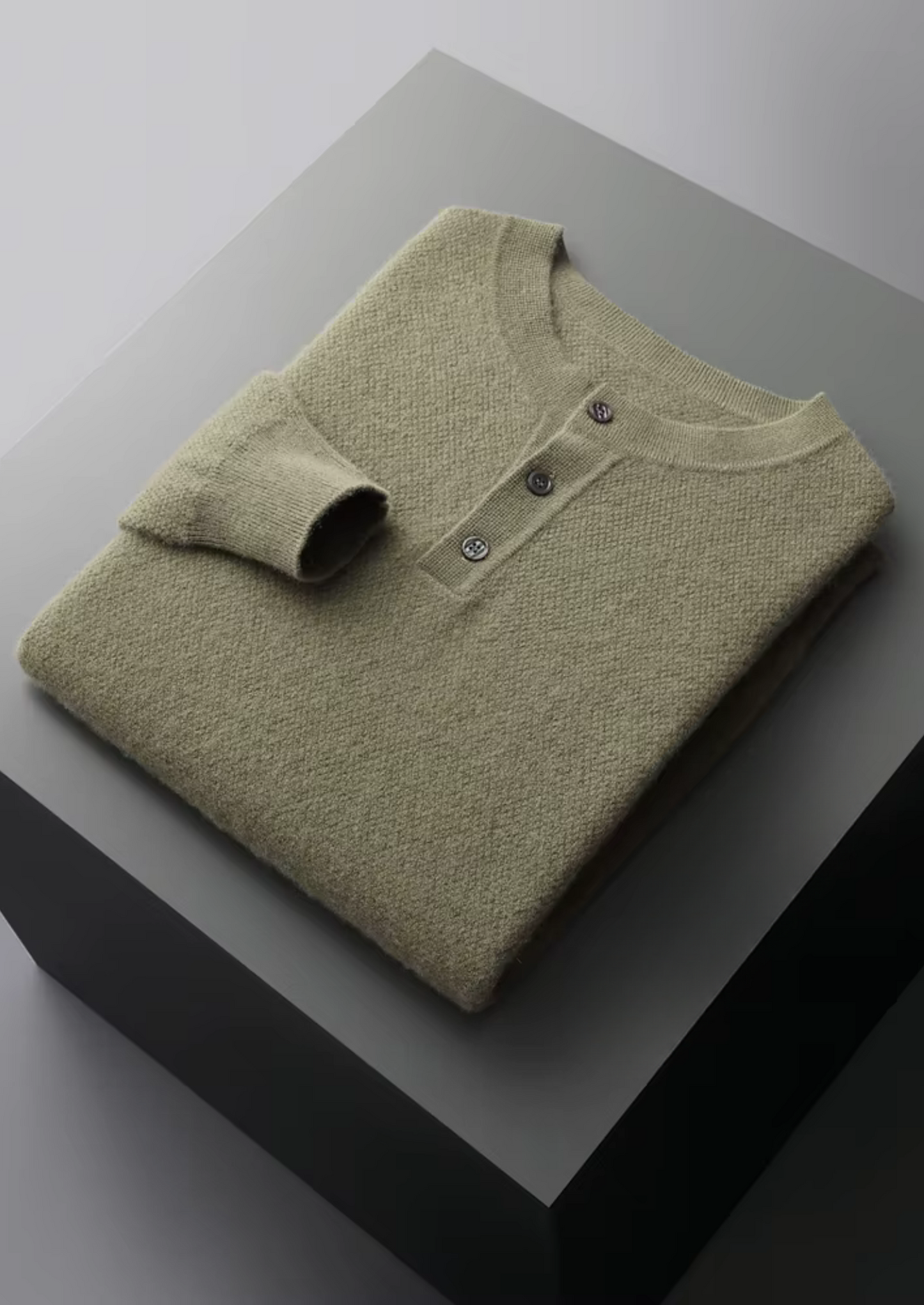 Premium Cashmere Classic Henley Sweater