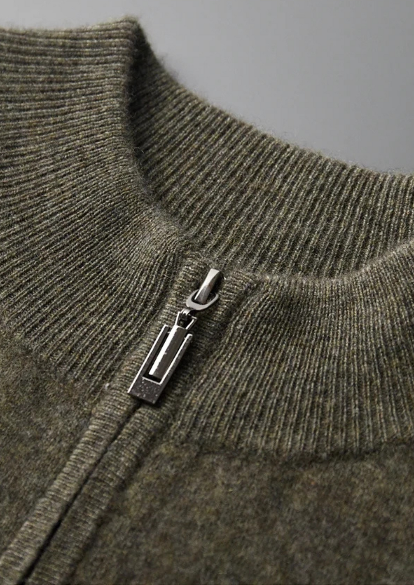 Premium Cashmere Two Tone Zip Cardigan