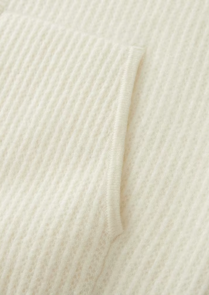 Pure Extra-Fine Merino Wool Ribbed Zipper Hoodie