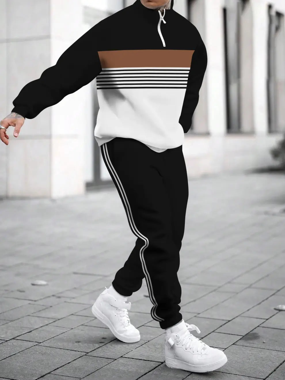 Relaxed Zipper Long Sleeve Two Piece Set - DUVAL
