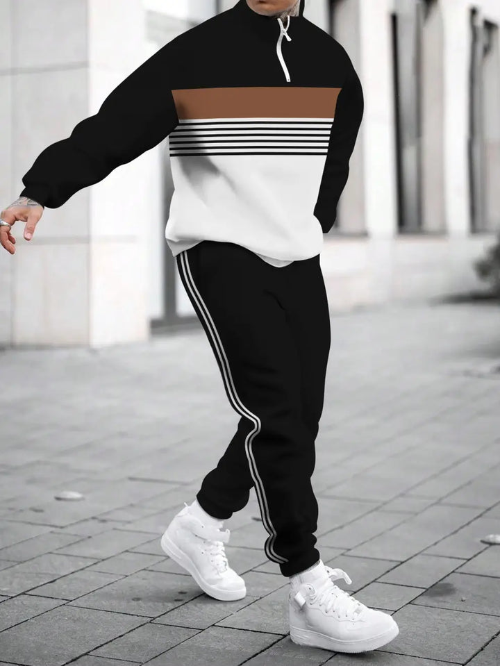 Relaxed Zipper Long Sleeve Two Piece Set - DUVAL