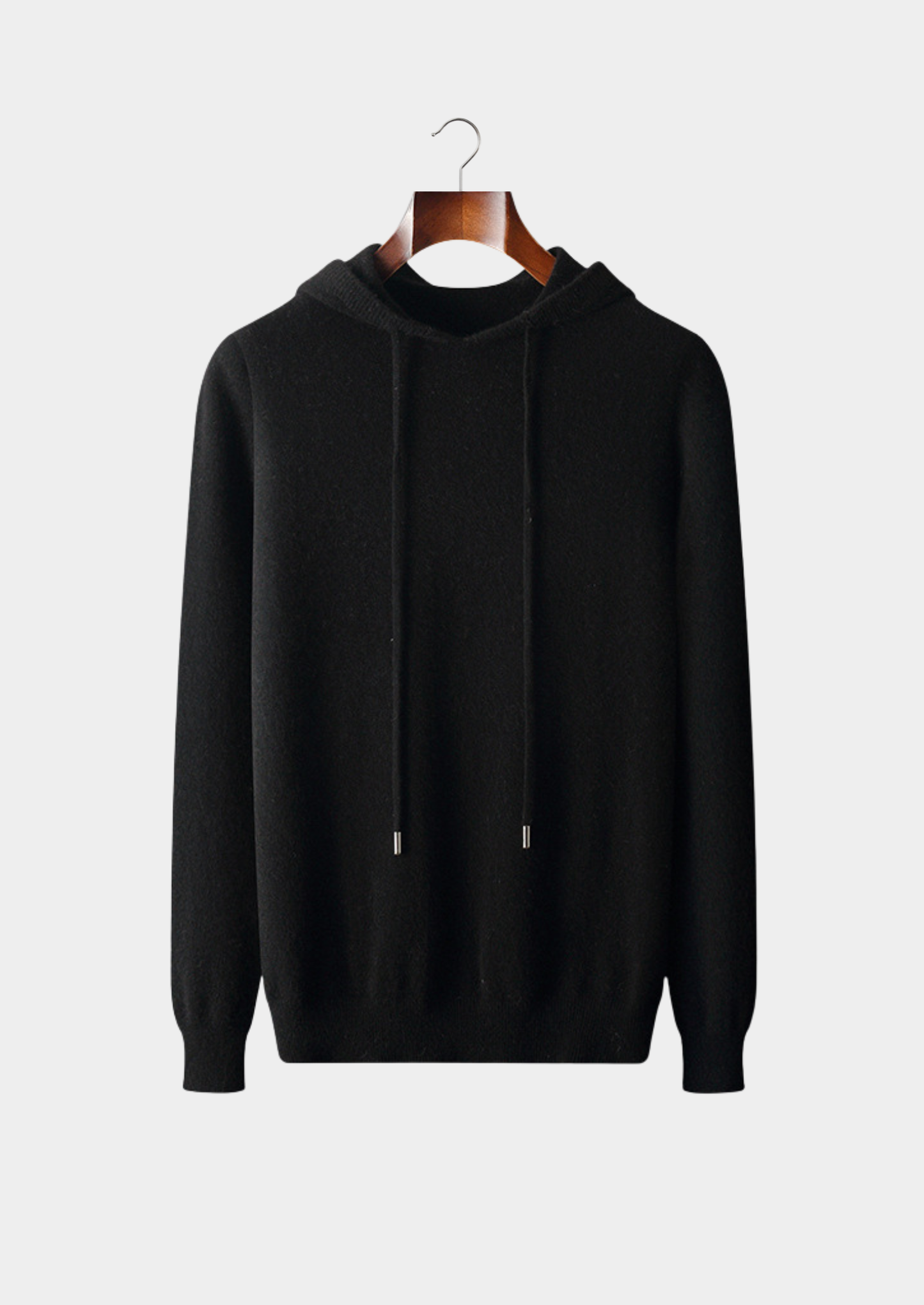 Pure Extra-Fine Merino Wool Black Leisure Hoodie