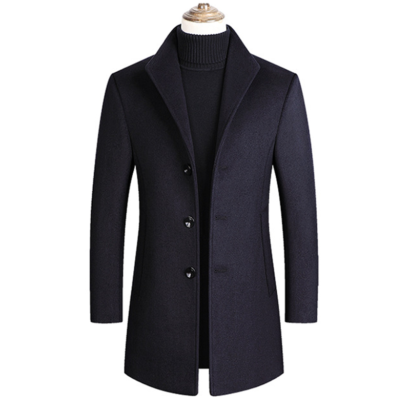 Lapel Single Breasted Woolen Coat - DUVAL