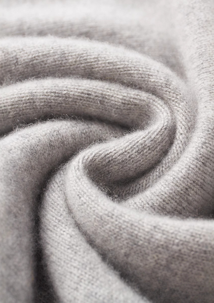 Pure Cashmere Light Gray Mockneck Sweater