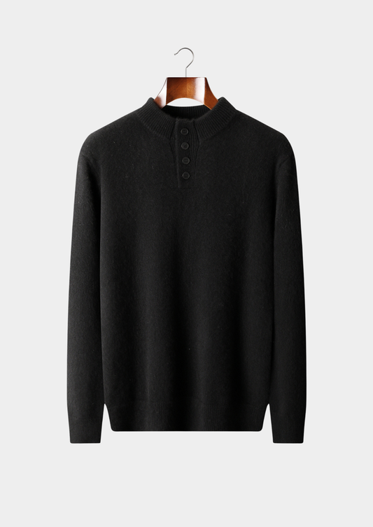 Pure Cashmere Black Button Sweater