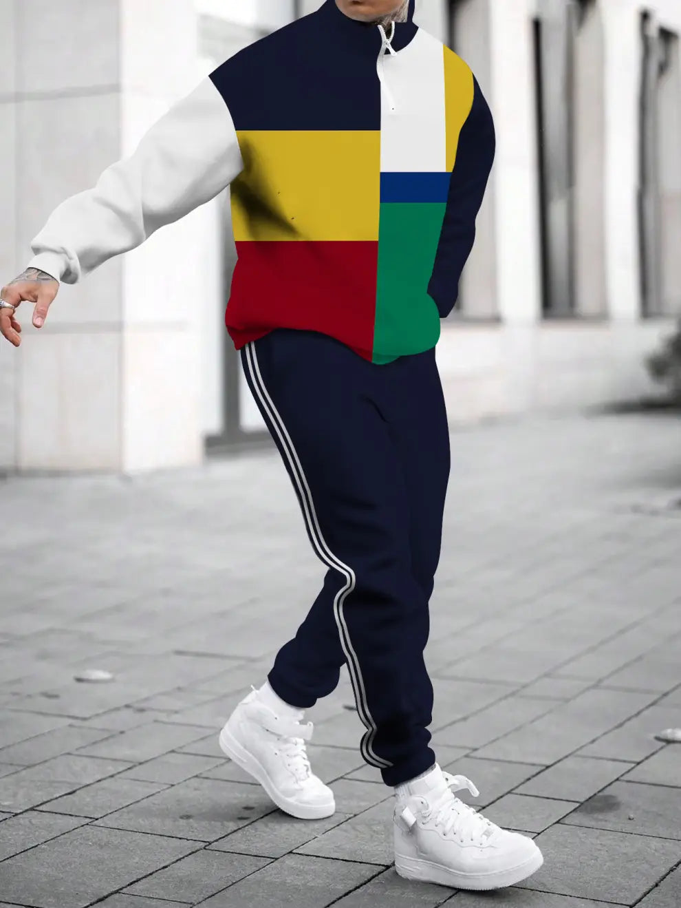 Relaxed Zipper Long Sleeve Two Piece Set