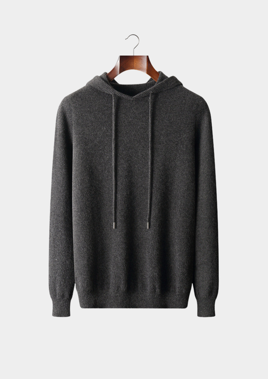 Pure Extra-Fine Merino Wool Dark Gray Leisure Hoodie
