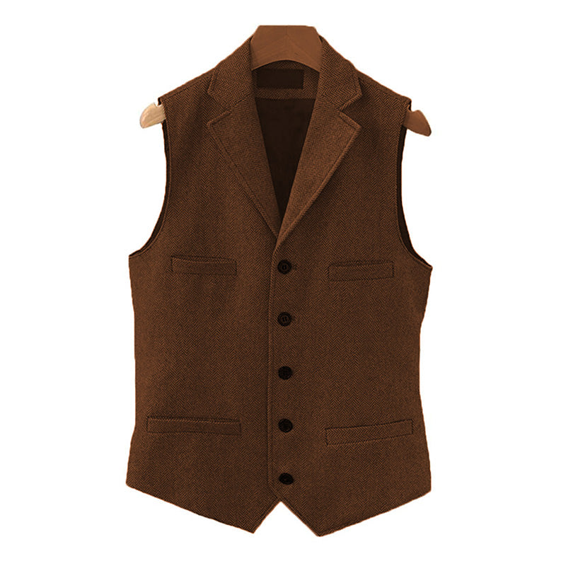 Vintage Classic Lapel Single Breasted Suit Vest