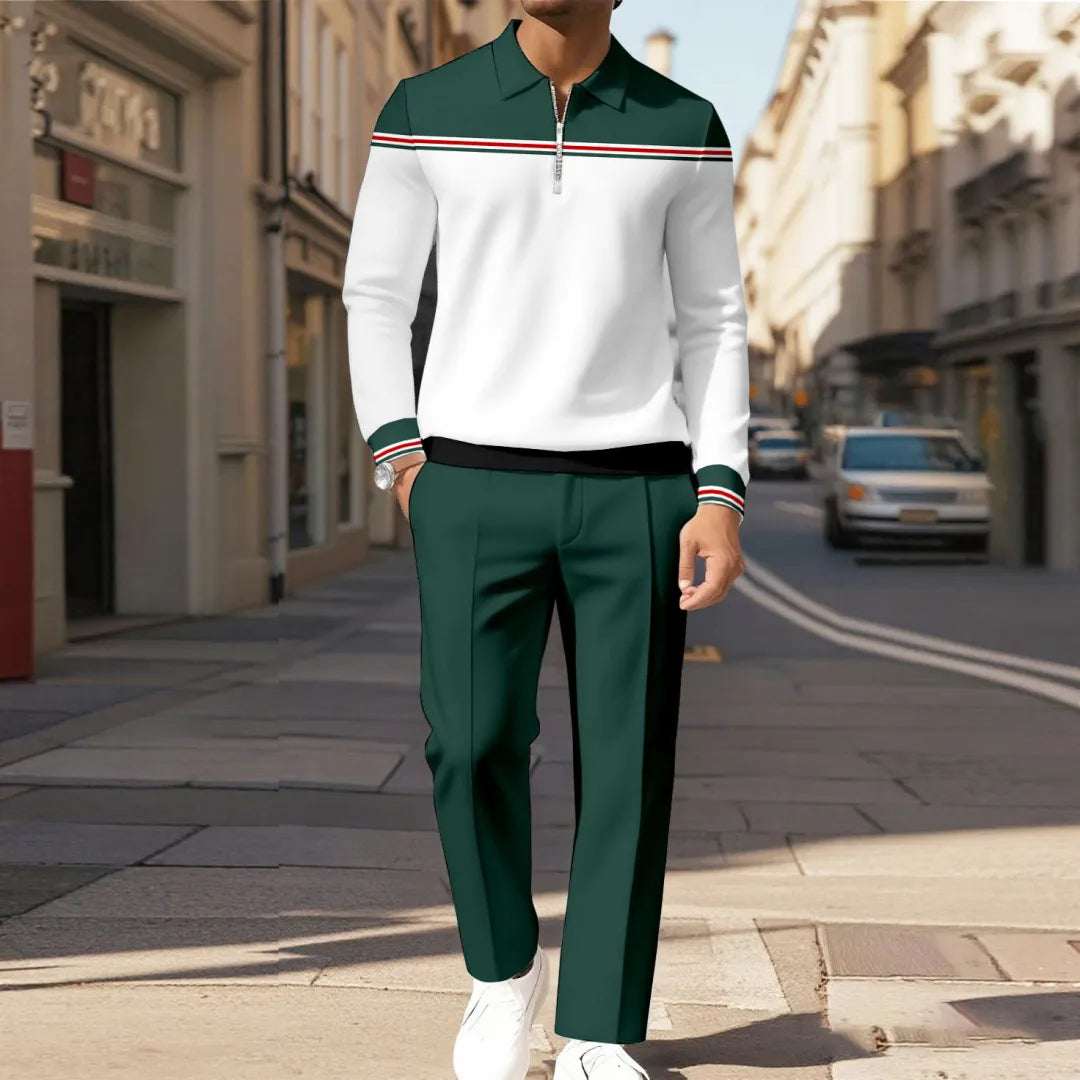 Modern Quarter Zip Two-Piece Set - DUVAL