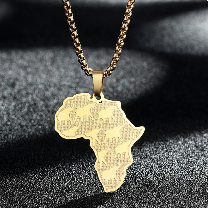 Africa Map Necklace Stainless Steel