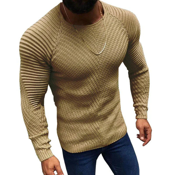 Round Neck Slim Long Sleeve Pullover Knit Sweater