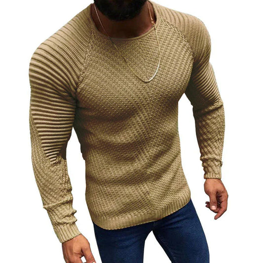 Round Neck Slim Long Sleeve Pullover Knit Sweater