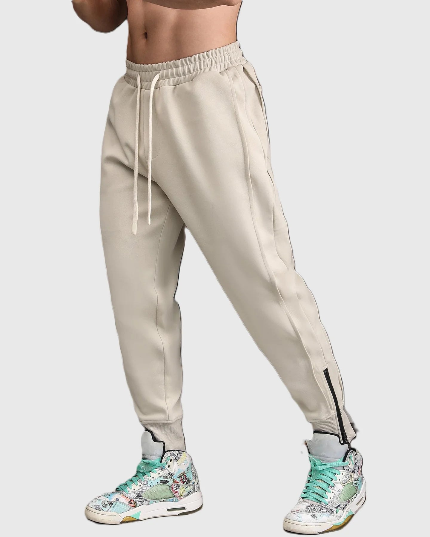 Track Side Sweatpants With Zipper Hem