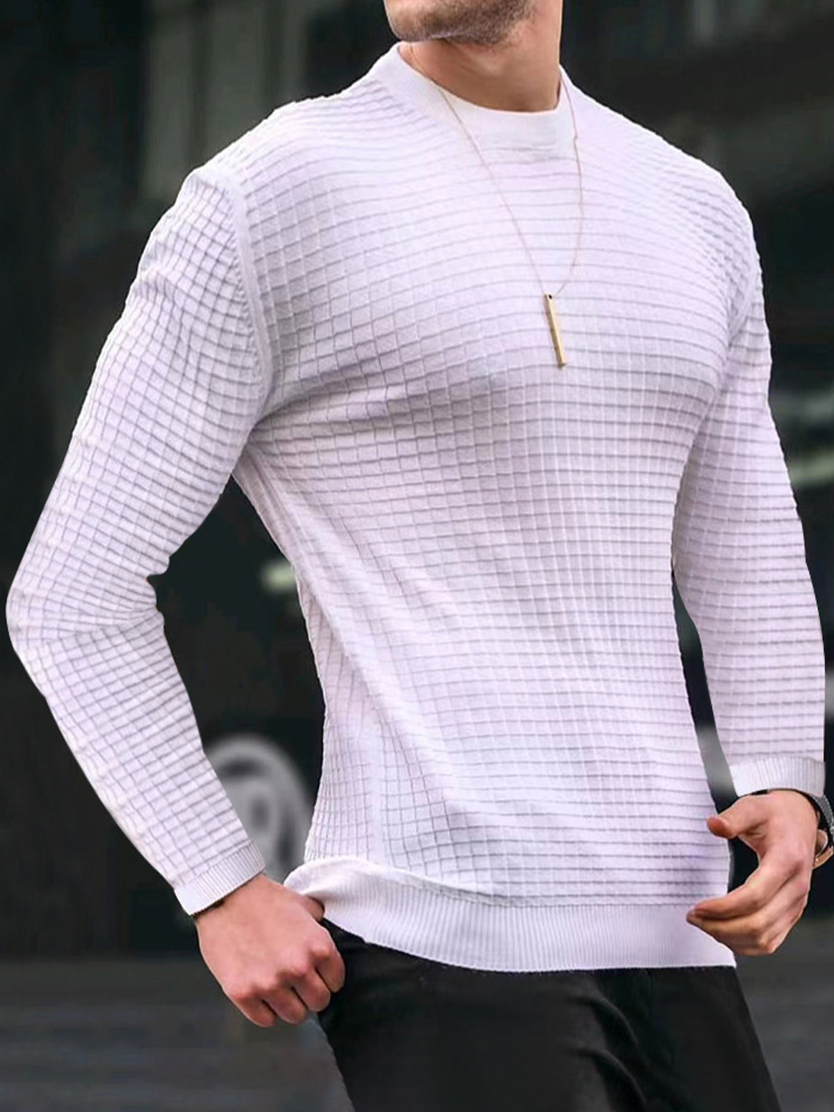 Comfy Waffle Crewneck T-Shirt Long Sleeves