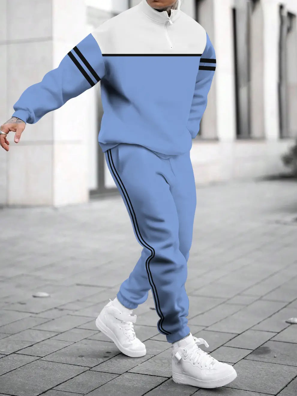 Relaxed Zipper Long Sleeve Two Piece Set - DUVAL