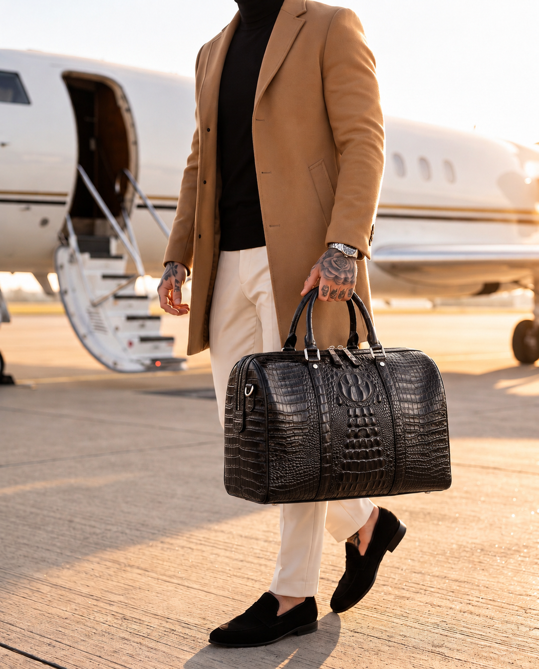The Belgrade 46 — Crocodile Travel Bag | Black