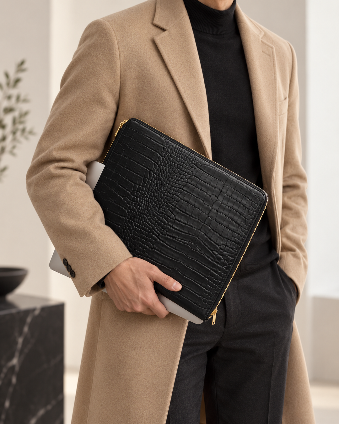 The Basel 34 — Croc-Texture 13" Laptop Portfolio