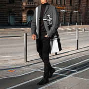 Fashion Art Stripe Sculpture Print Coat - DUVAL