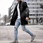 Fashion Black Gradient Linear Art Coat - DUVAL