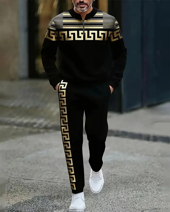 Quarter Zip Sweater & Trousers Two-Piece Set - DUVAL