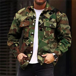 Camouflage Turndown Outdoor Street Long Sleeve Shirts Jacket - DUVAL