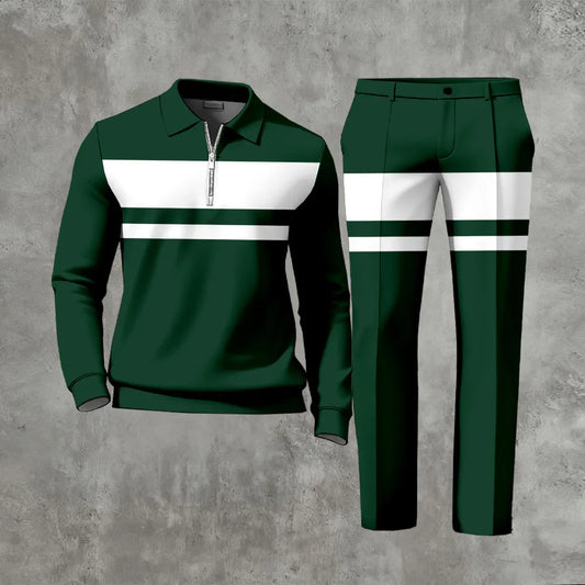 Long Sleeved Casual Quarter Zip Two-Piece Set