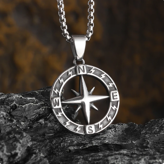 Compass Bolt Necklace Pendant