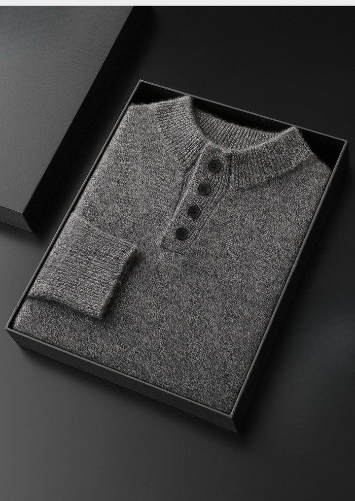 Pure Cashmere Light Gray Button Sweater