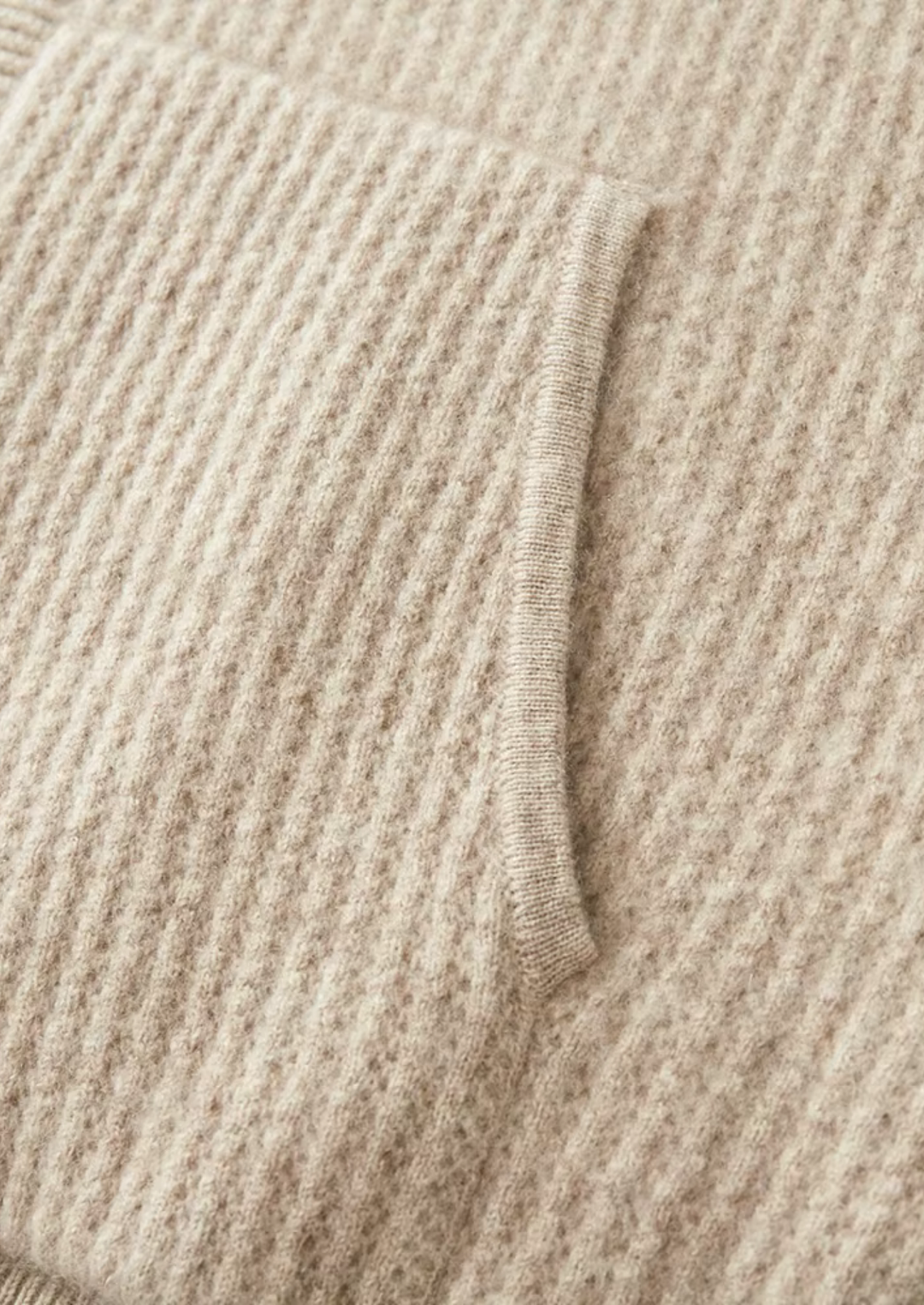 Pure Extra-Fine Merino Wool Ribbed Zipper Hoodie