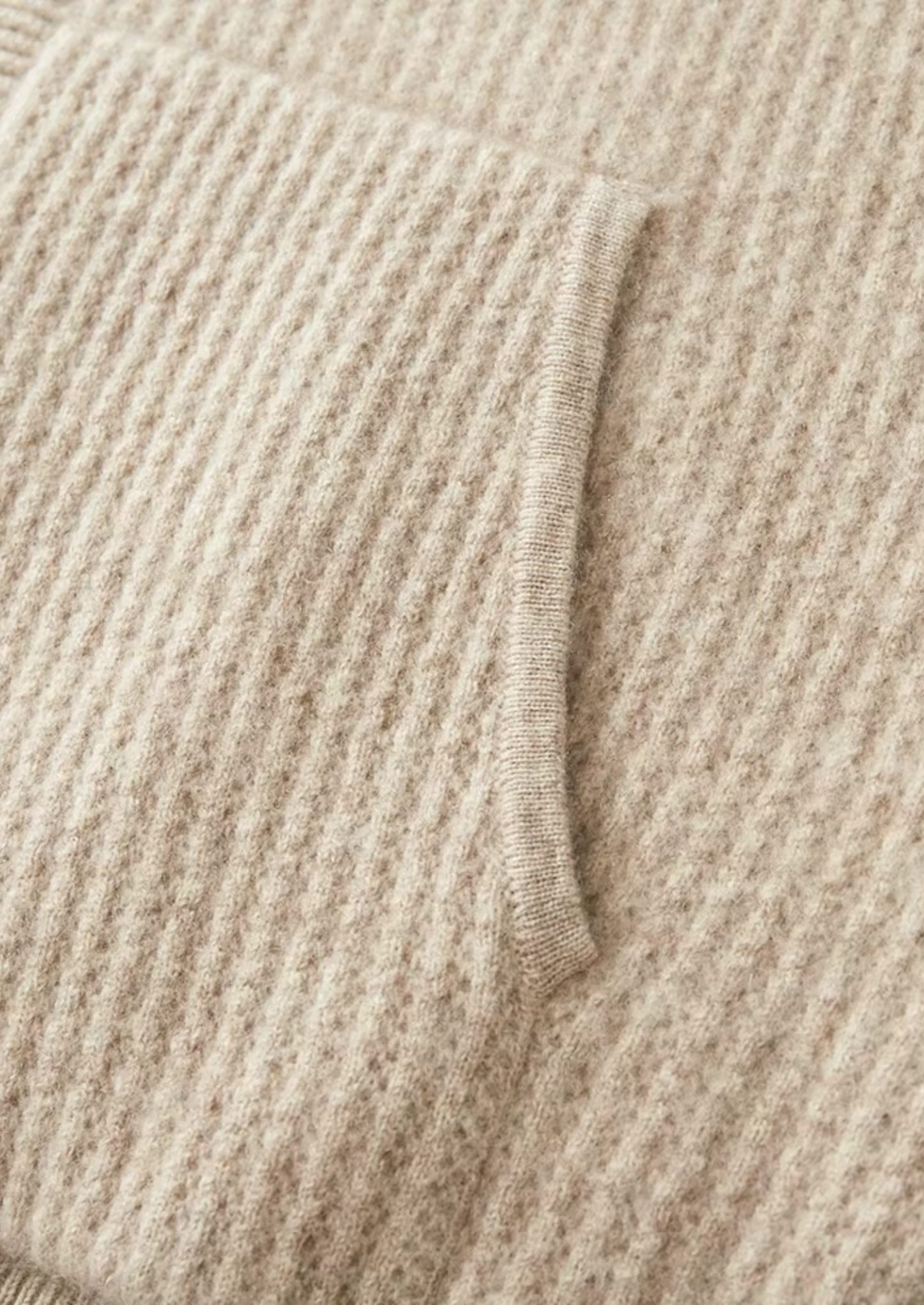Pure Extra-Fine Merino Wool Ribbed Zipper Hoodie
