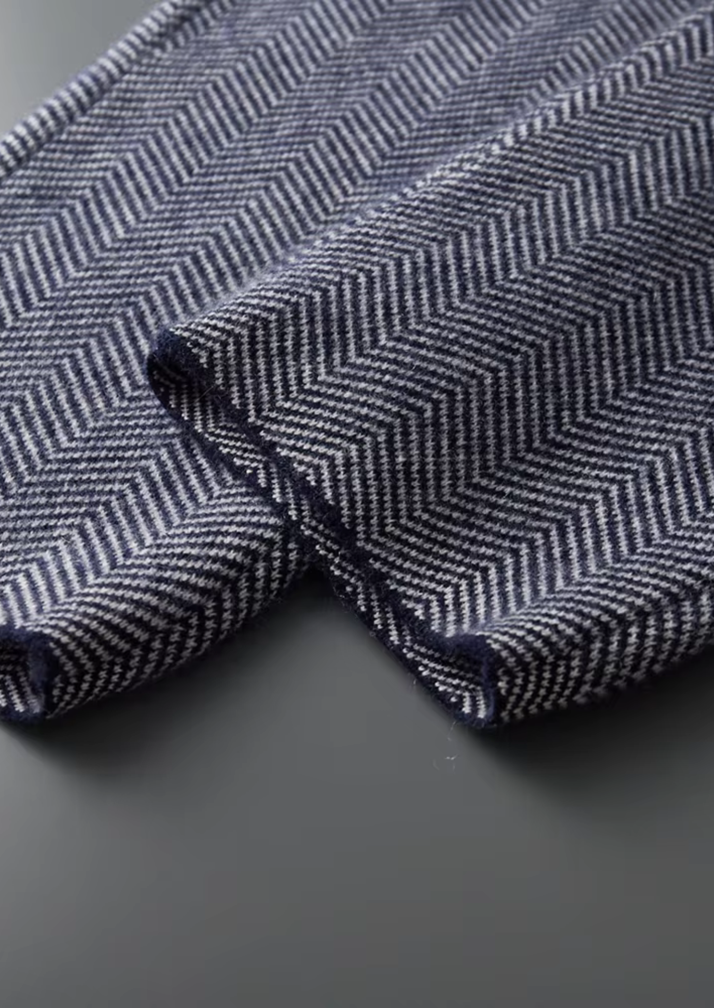 Pure Extra-Fine Merino Wool Navy Blue Herringbone Set