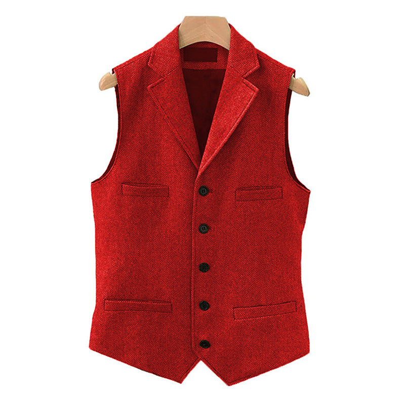 Vintage Classic Lapel Single Breasted Suit Vest